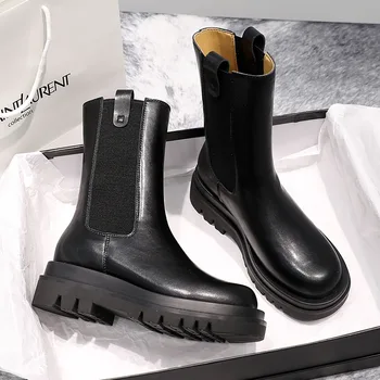 

Winter Luxury Chelsea Boots Women 2020 Brand Designer Platform Ladies Chunky Boots Short Ankle Boot Thick Heel Upgraded Version