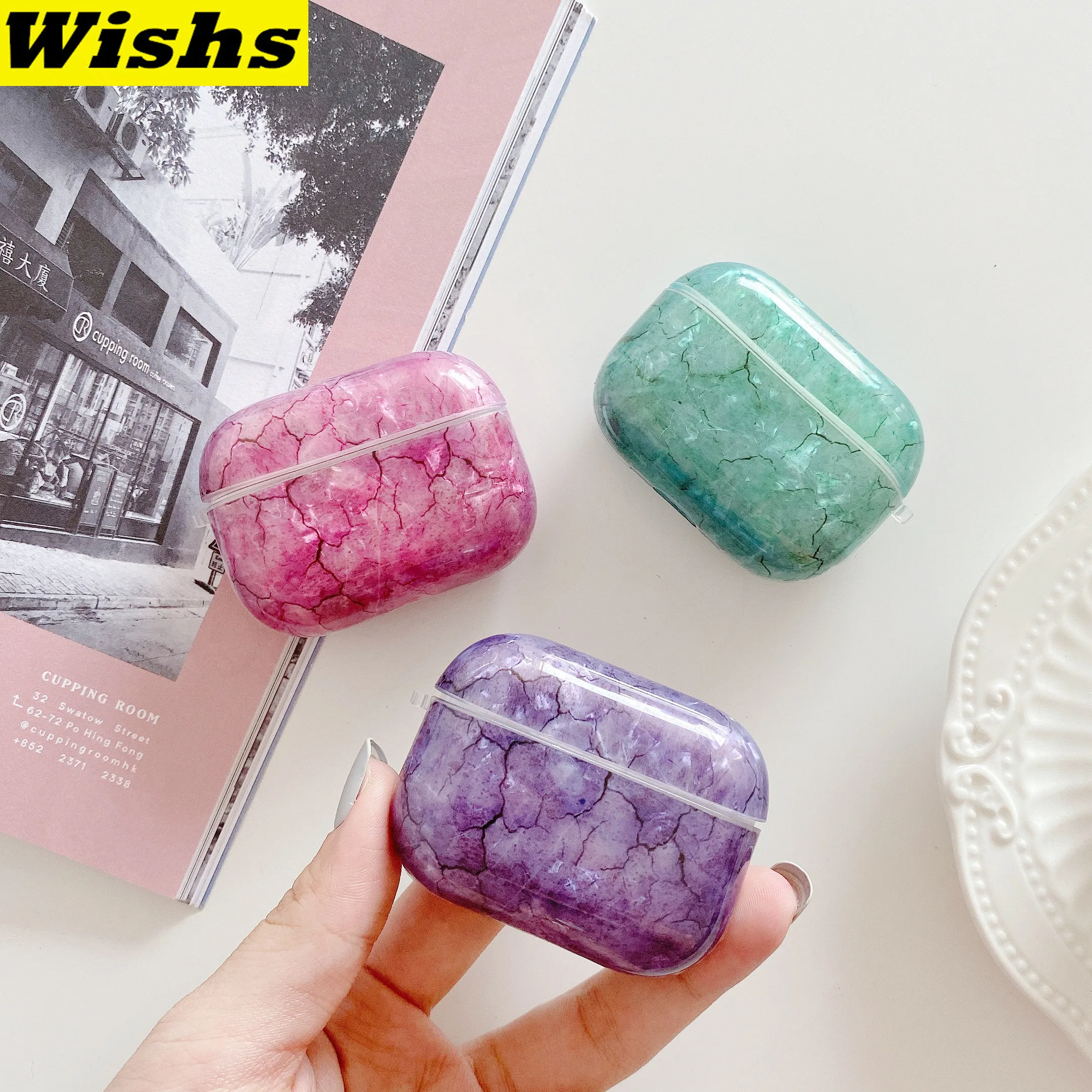 

Conch Shell Red Purple Green Marble Earphone Headset Accessories Soft IMD case For Airpods Pro Wireless Bluetooth Headset bags