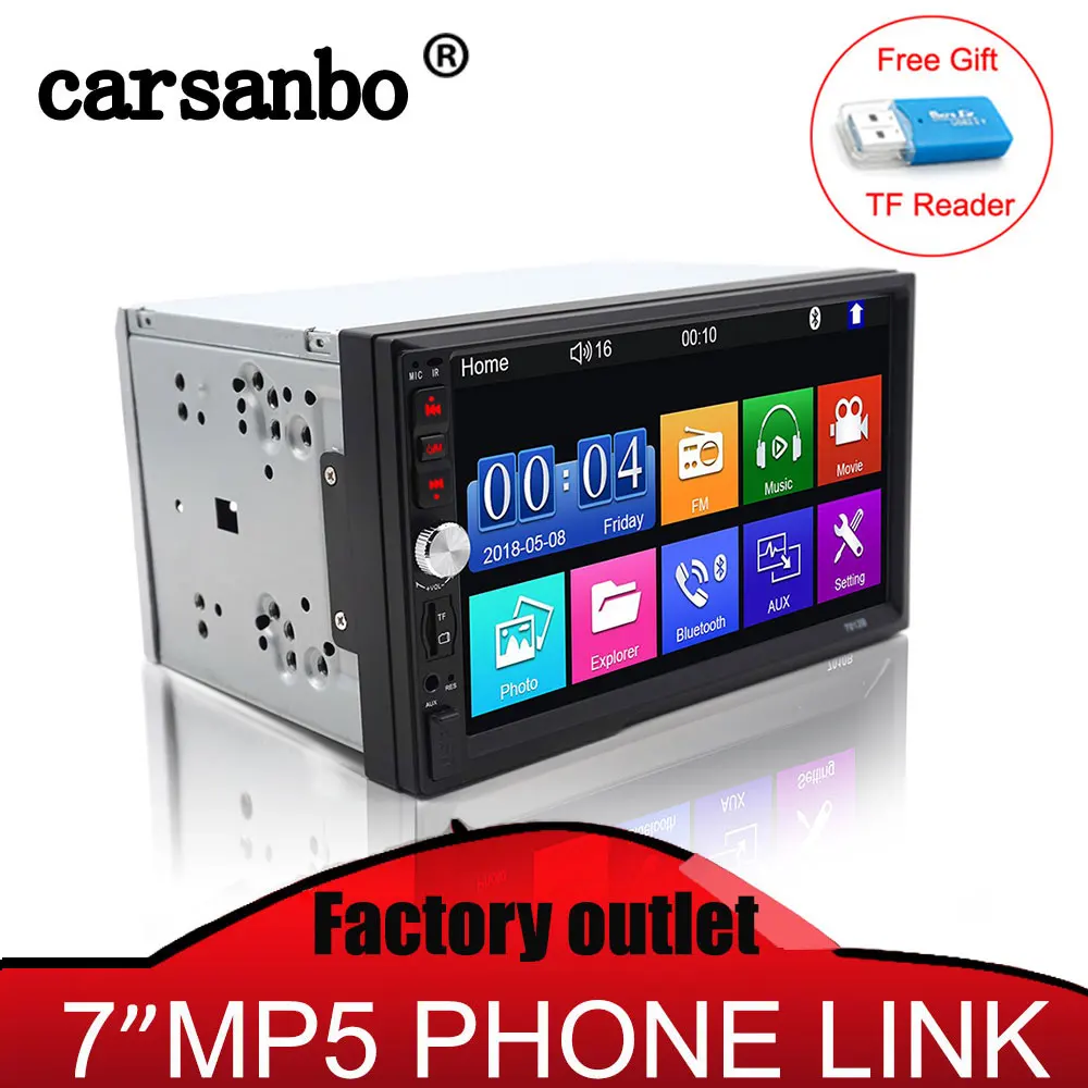 Универсальный 7 дюймов 2 Din Автомобильный Радио MP4/MP5 сенсорный экран USB FM Android/ios зеркальная связь автомобильный мультимедийный плеер монитор для камеры