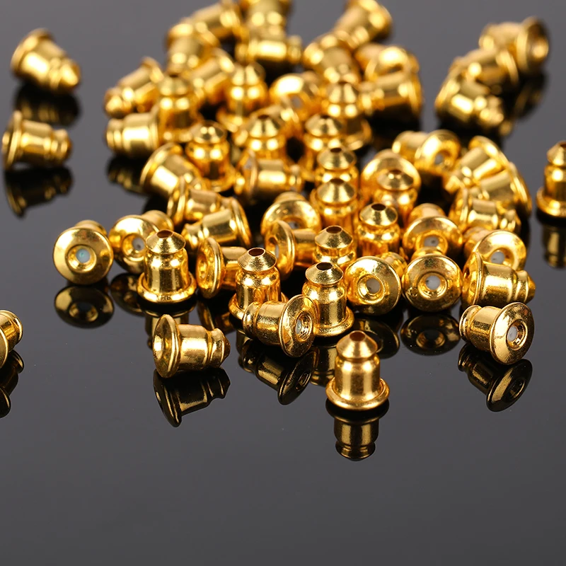 

200Pcs/Lot 5*6mm Plated Bullet Stopper Blocked Caps Earring End Beads Accessories For Jewelry Earplugs Making