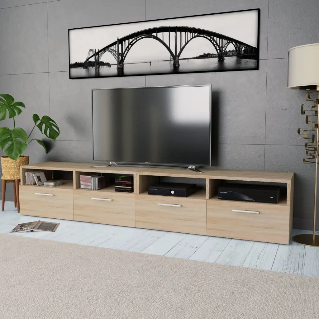 

High Quality Universal Tv Stand Table Corner Table VidaXL Living Room Furniture TV Chipboard 2 Pieces Oak Cabinet 95x35x36 Cm