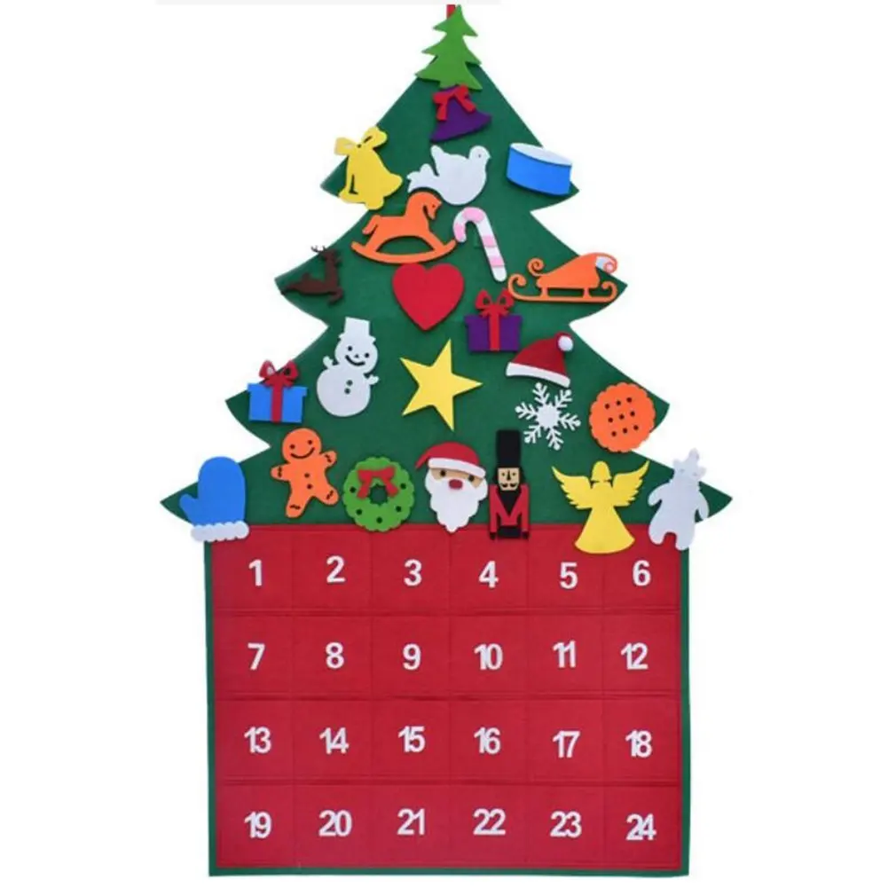 

Felt Christmas Tree Calendar Christmas Countdown Calendar Pendant Decoration Children Diy Christmas Tree