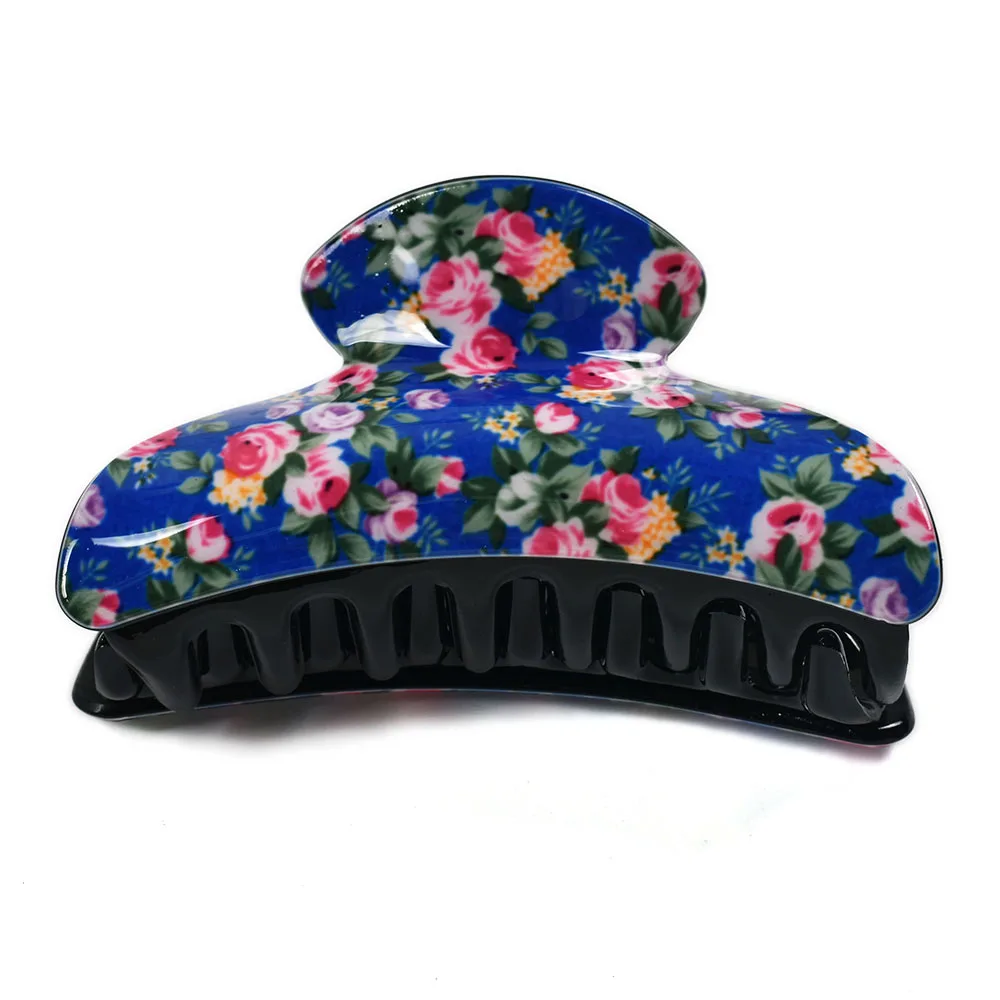 9cm Big Hair Claws Clip Flower Floral Printing Acrylic Large Her Crab Clamp For Girl Hairpins Accessories Women Haircrab 21015 best headbands for women