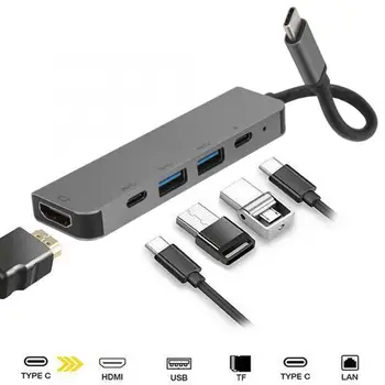 

AA 5-in-1 USB-C to Type-C 3 USB 3.0 Hub HDMI Rj45 Ethernet Mini SDTF OTG Adapter for Thunderbolt 3 internal computer cables
