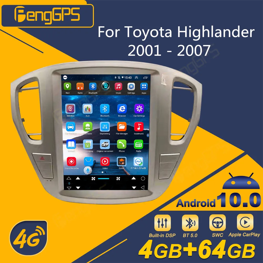 

Автомагнитола для Toyota Highlander 2001-2007, Android, 2 Din, стереоприемник, Авторадио, мультимедийный DVD-плеер, GPS-навигатор