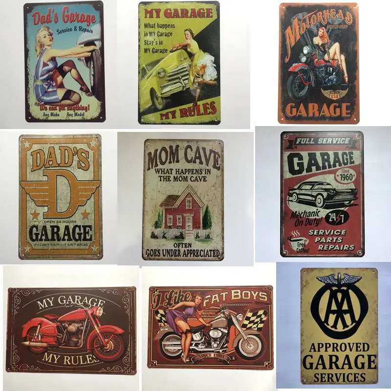 

Retro Rust Wall Car Motorcycle Vintage Metal Sign Tin Sign Decorative Plaque for Garage Gas Station Living Room Home Wall Decor