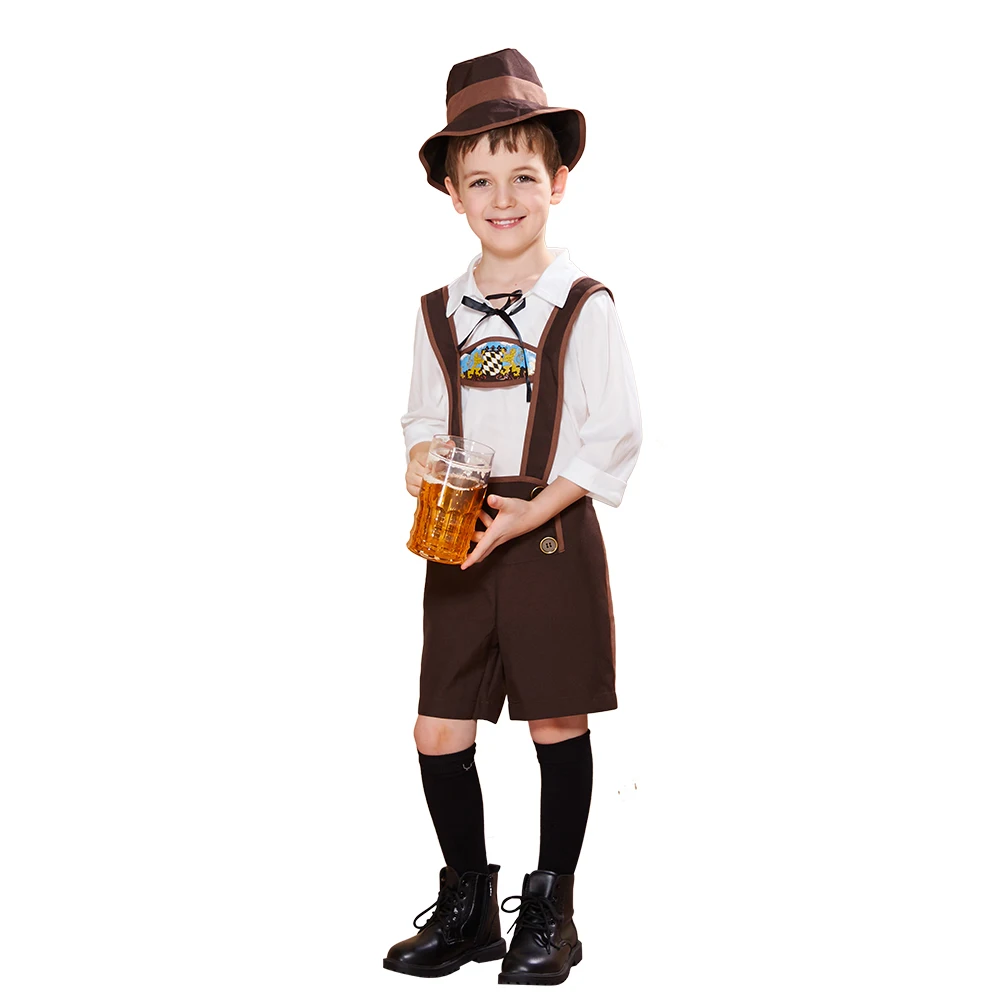 Eraspooky мальчиков; нарядный костюм для карнавала костюм для Октоберфеста для детей(-ый), в стиле ледерхозен брюки баварский Немецкий фестиваль пива костюмы косплей, шапочка