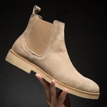 

2020 Top Quality Fashion Tide Boots Men Big Size 38- 45 46 47 Mens Shoes Casual Chelsea Boots Men suede Leather Great Design