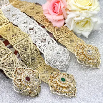 

SUNSPICE MS Fashion Flower Metal Women Belt Morocco Caftan Belt Wedding Jewelry Adjustable Length Gold Silver Color Waist Chain
