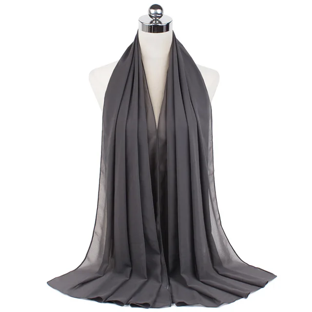 High Quality Good Stitching Stitch Plain Premium Heavy Chiffon Hijab Scarf Malaysian Women's Scarves Hijabs Long Shawl Shawls 26