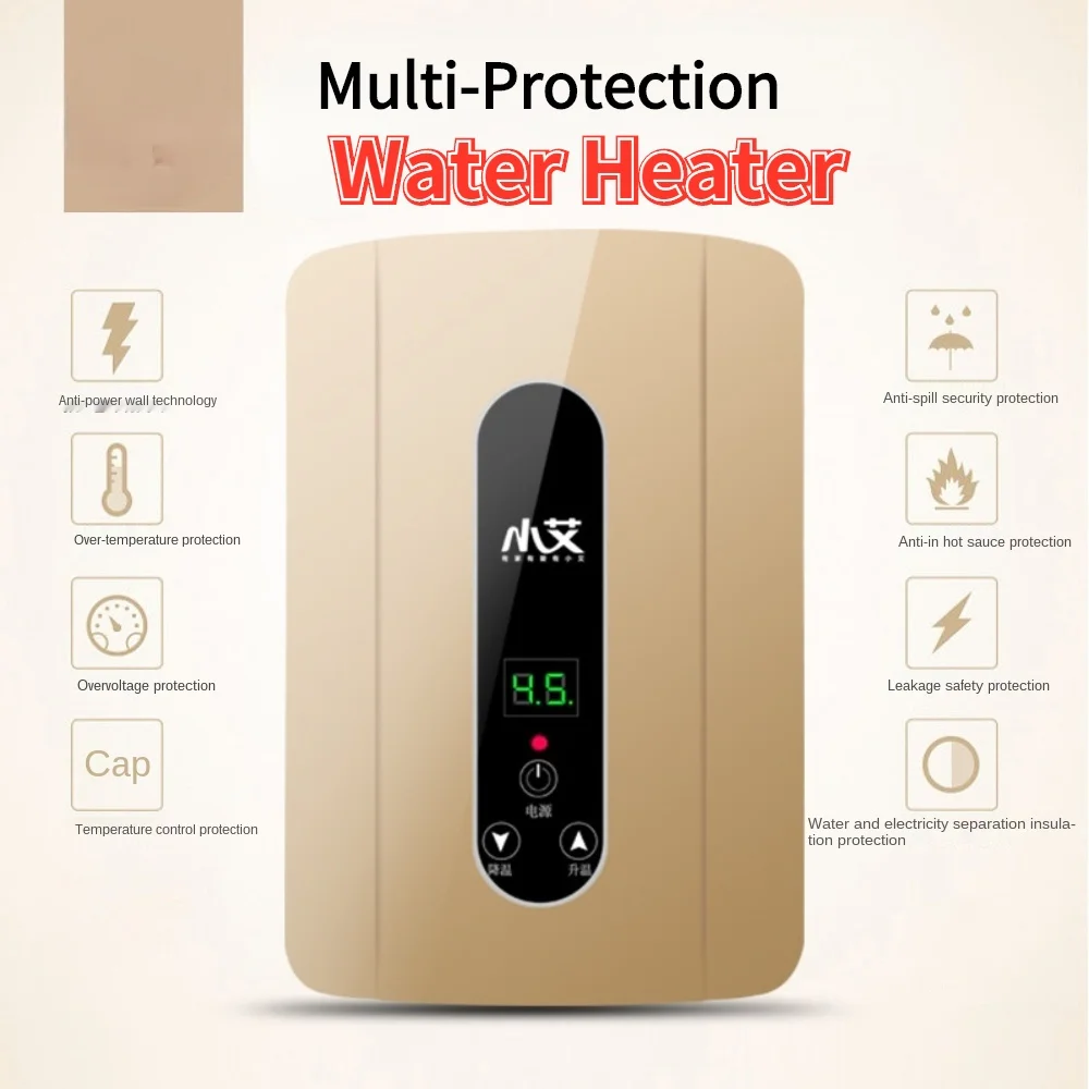 Tankless Hot Water Heater System 1500W Bathroom Kitchen Instant Electric  Water Heater Portable Wall Floor Mount Water Heater Shower