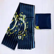 Горячая африканская печатная органза лента ткань 4 ярдов матч 2 ярдов шелковая ткань Новая высококачественная африканская восковая печать шелк дешево