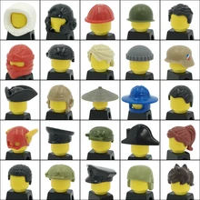 Город фигурки украшения головы аксессуары солдатская шляпа Девочка конский хвост Мальчик короткие волосы ниндзя пиратский Шлем DIY блоки кубики Moc игрушки