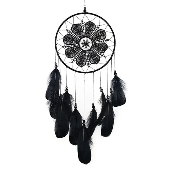Handmade Dream Catchers Black Feather Lace Dream catchers for Wall Hanging Y 