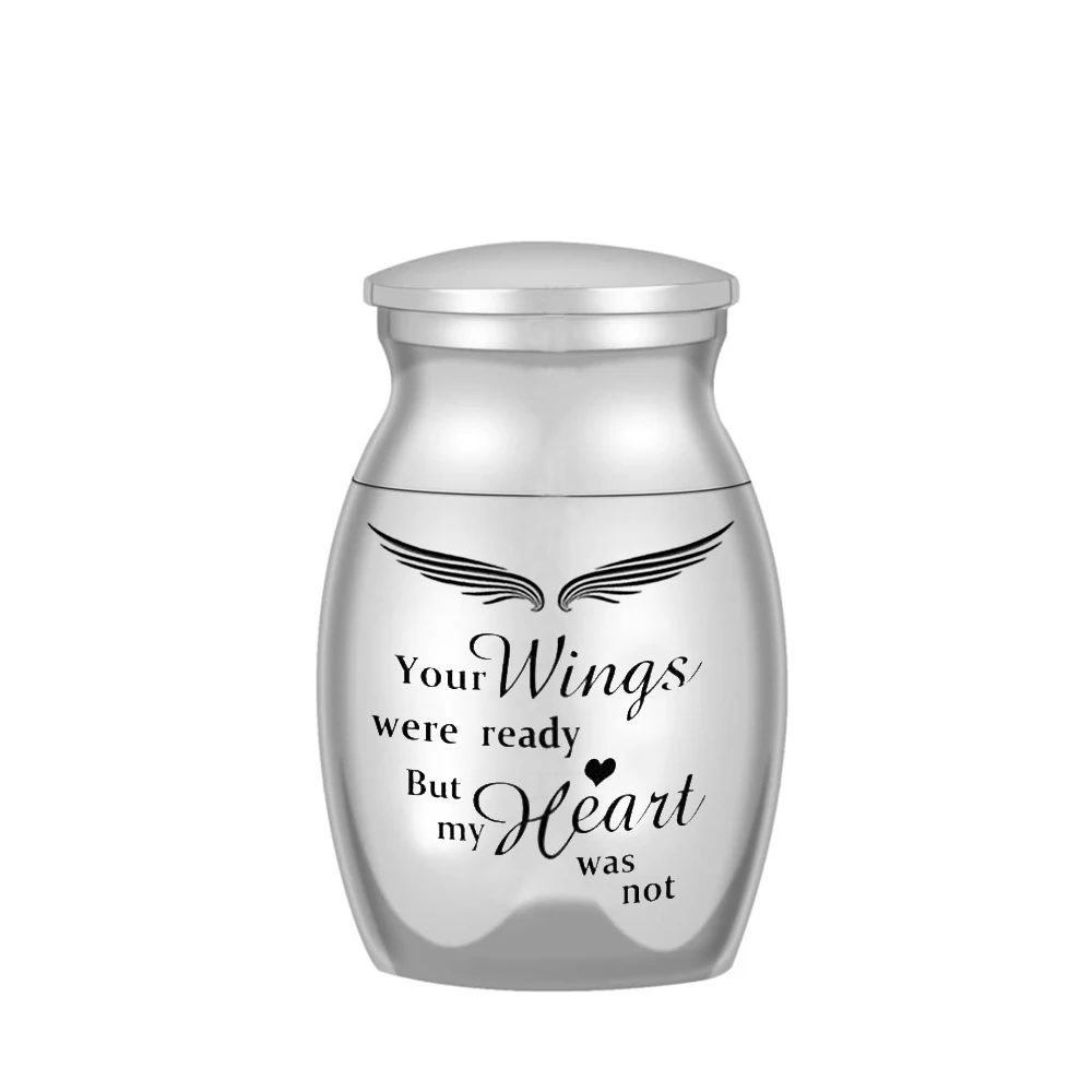 16*25Mm Mini Cremation Urns for Human Pet Ashes Small Keepsake Urns for Ashes -Your Wings were Ready, But My Heart was Not