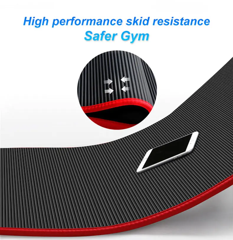 10MM 15MM 183cmX61cm Yoga Mat NRB Non-slip Mats For Fitness Extra Thick Pilates Gym Exercise Pads Carpet Mat Edge Wrapped XA131A