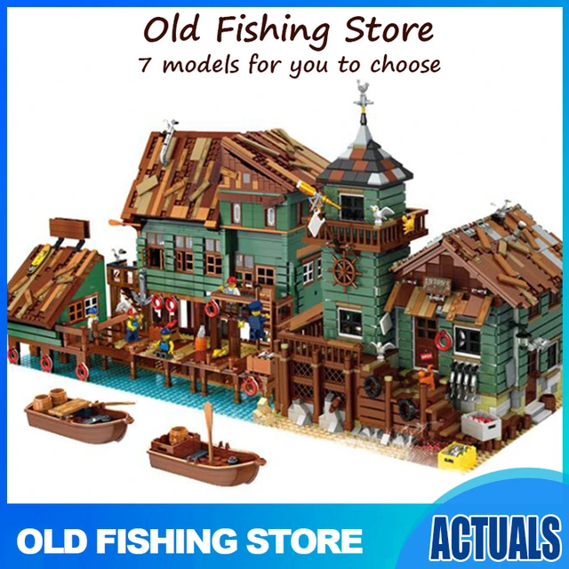 MOC 21310 City Street Ideas Series Old Fishing shop Building Blocks Bricks  DIY Birthday Gifts