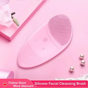 

Ultrasonic Facial Cleansing Brush Sonic Vibration Silicone Face Cleaner Remove Blackhead Electric Deep Pore Cleaning Massager