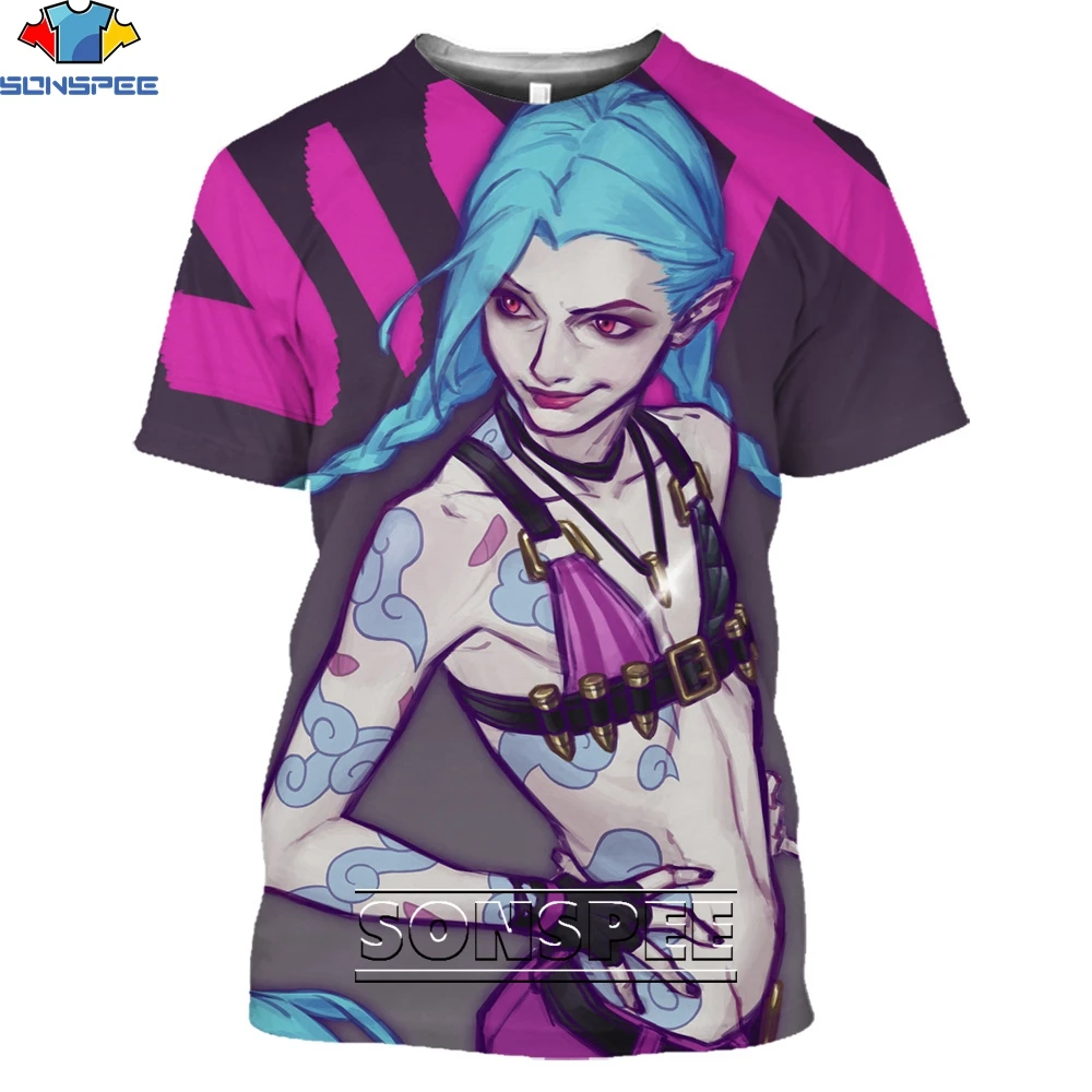 SONSPEE League of Legends Arcane T-Shirt 3D Men Women Fashion Anime Game  LOL Punk Tshirt Jinx Shirt Gaming Tee Hero Clothing Top - AliExpress