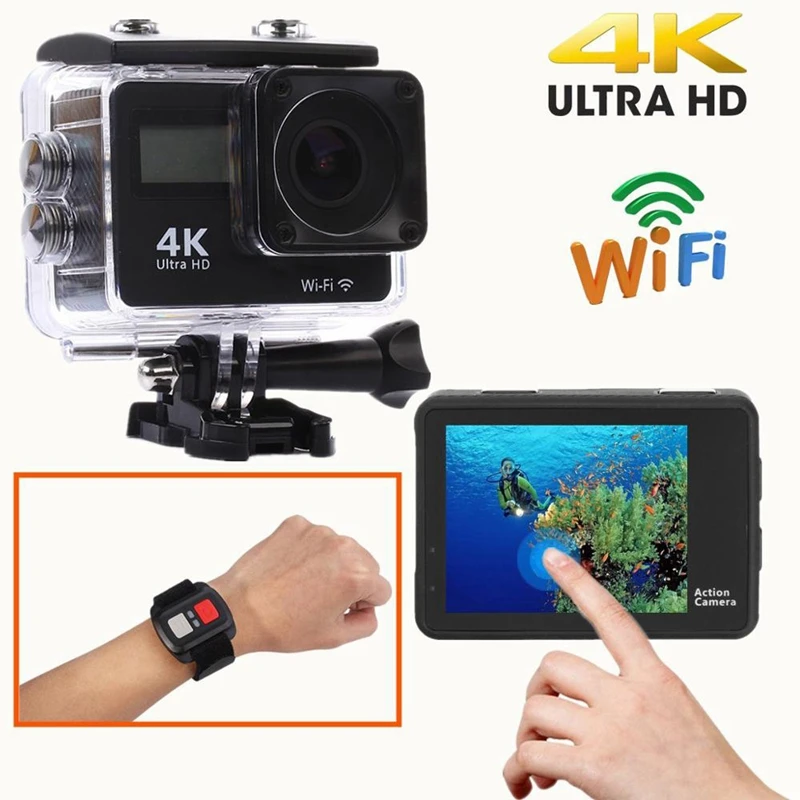 4K экшн-камера, wifi, пресс-экран, 8 Мп, 30 м, водонепроницаемый, 170 градусов, широкоугольный объектив, HD спортивная экшн-камера DV для спорта/дайвинга