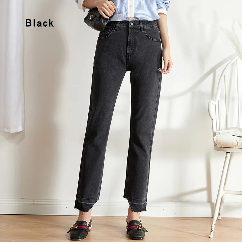 Женские свободные прямые брюки LEIJIJEANS, черные джинсы с низкой посадкой и поясом на резинке, новая крутая модель 9151 большого размера - Цвет: black9151