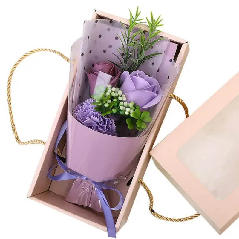 PURPLE Искусственные розы мыло Красивый букет цветок мыло юбилей подарки для жена мать на День святого Валентина подарки - Цвет: PURPLE