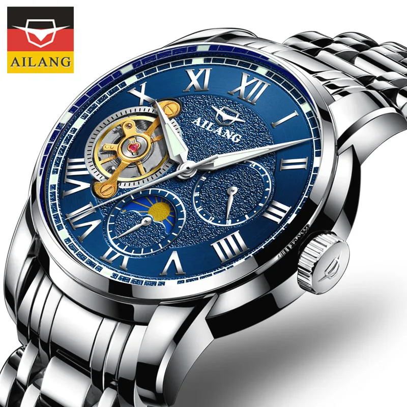 

AILANG Tourbillon Waterproof Moon Phase Watches Men Sports Military Automatic Mechanical Men's Watch Business For Men Relogio