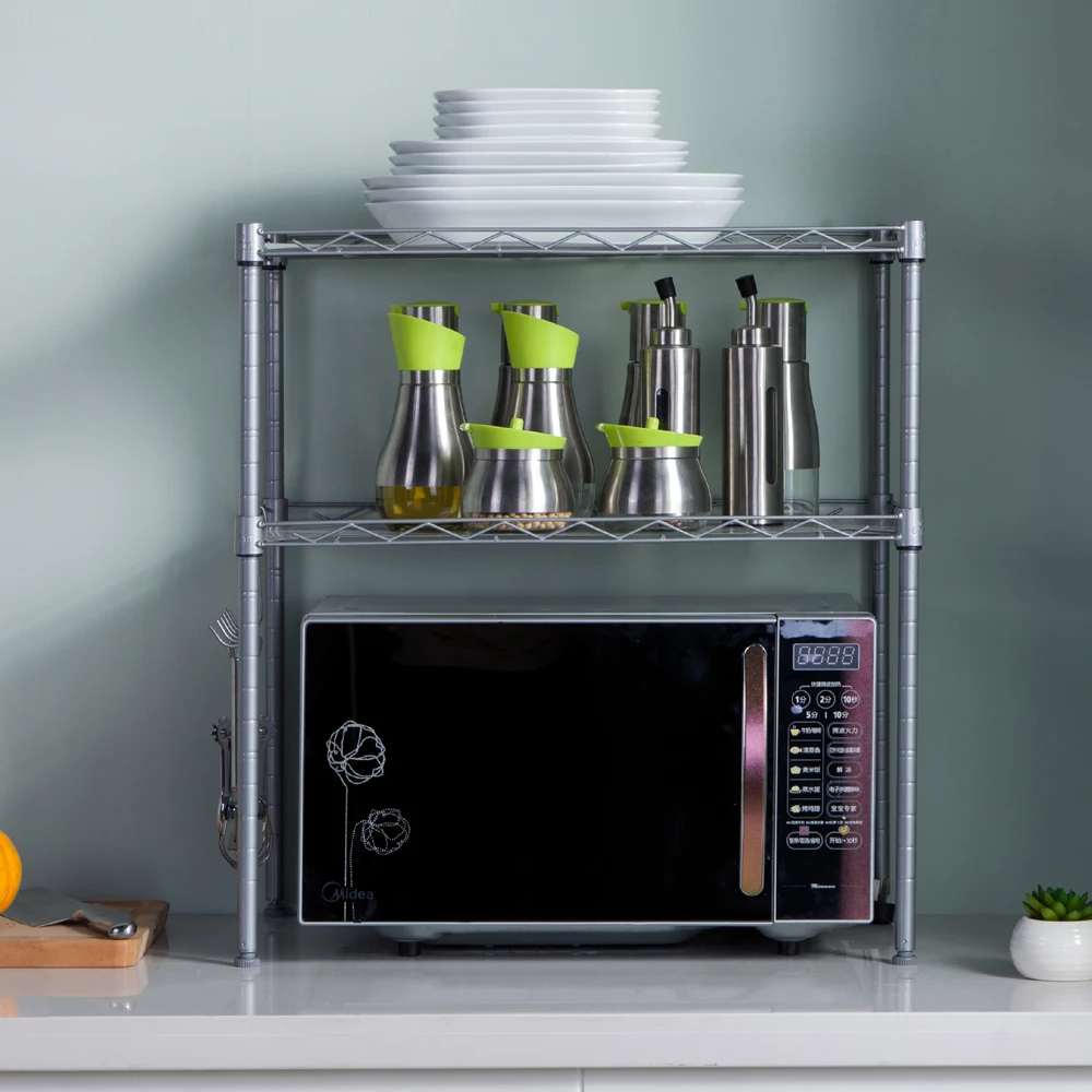 

2-Tier Adjustable Carbon Steel Storage Shelf Microwave Oven Rack (54 x 44 x 38)cm