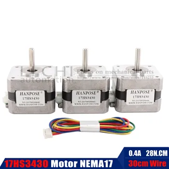 

3PCS Free shipping 0.4A for 3D printer Nema17 Stepper Motor Nema 17 motor 42BYGH 0.4A (17HS3430) motor 4-lead