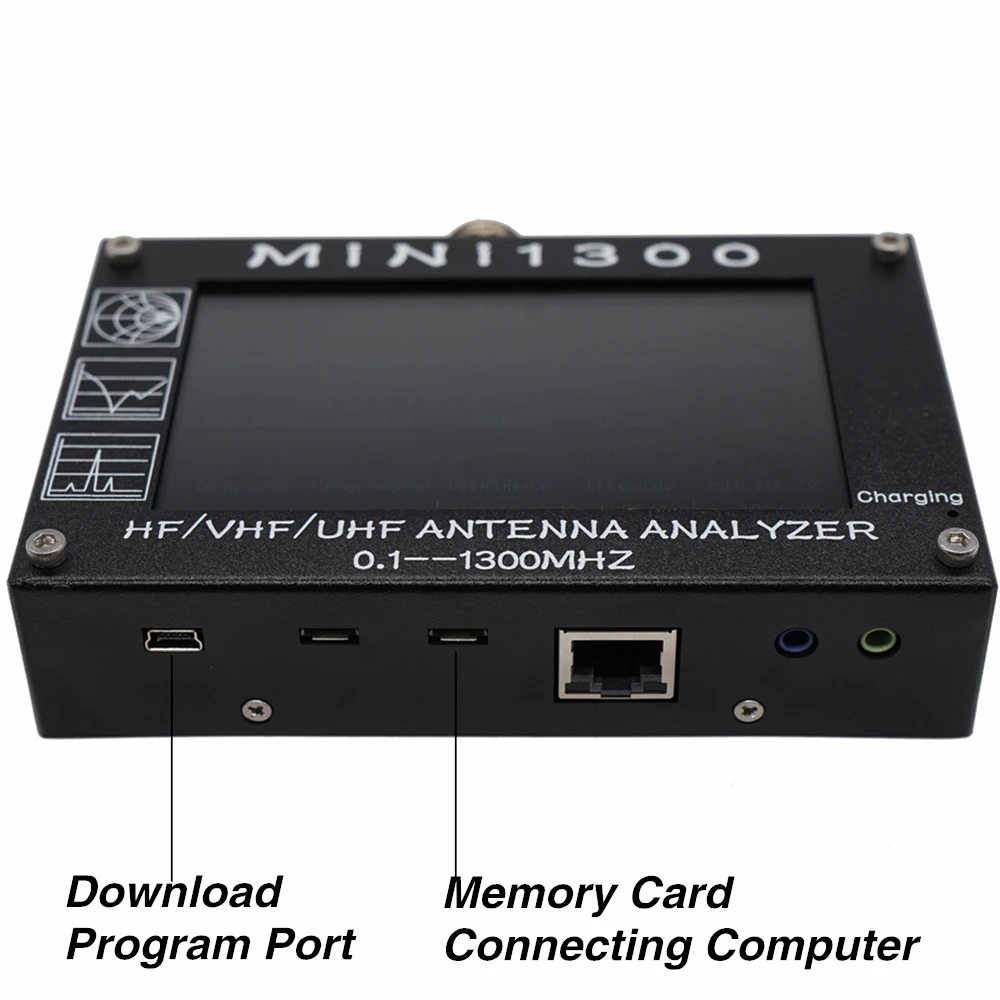 MINI1300 антенный анализатор 4," ЖК-экран мини 1300 Частотный диапазон 0,1-1300 МГц кв УКВ УВЧ КСВ антенный анализатор с сенсорным экраном