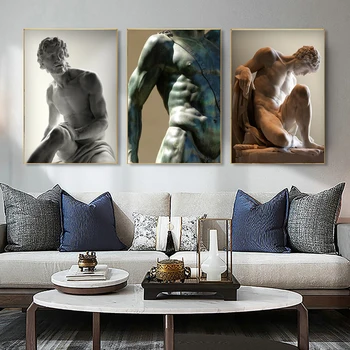 

Black and White Man Lady Muscle Sculpture Canvas Art Posters and Nude Prints Wall Art Pictures for Living Room Home Decor