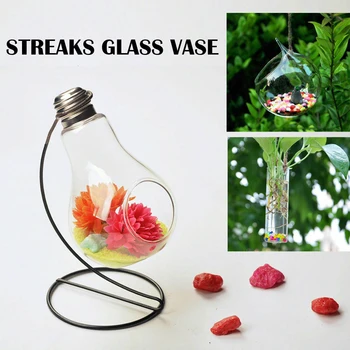 

Transparent Clear Glass Flower Plant Stand Hanging Vase Planter Terrarium Container Home Garden Office Room Pretty Decoration