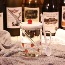 Японская клубника Милая стеклянная чашка высокой емкости креативная прозрачная чашка для воды персональная японская кухонная продукция MM60BLB