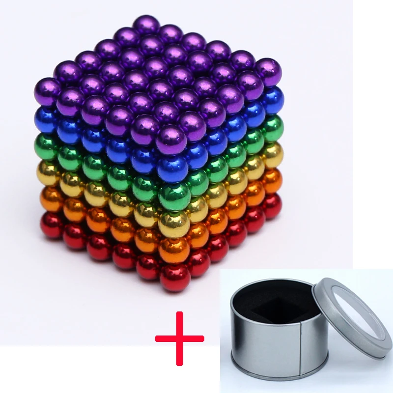 6-colors-random 5 мм 216 шт./компл. с металлической коробке новые метасфер неодимовые магнитные шарики нео куб, головоломка, магнит - Цвет: 6-colors-random