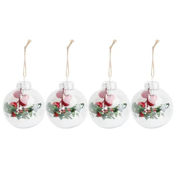 

4Pcs Christmas Tree Balls Clear Ball Decors Christmas Hanging Ornaments (Type 2)