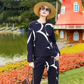 

Spring Women's New Printed 2 Piece Set t-Shirt Top + High Waist Printed Casual Pants Tracksuit Two-Piece S-XL