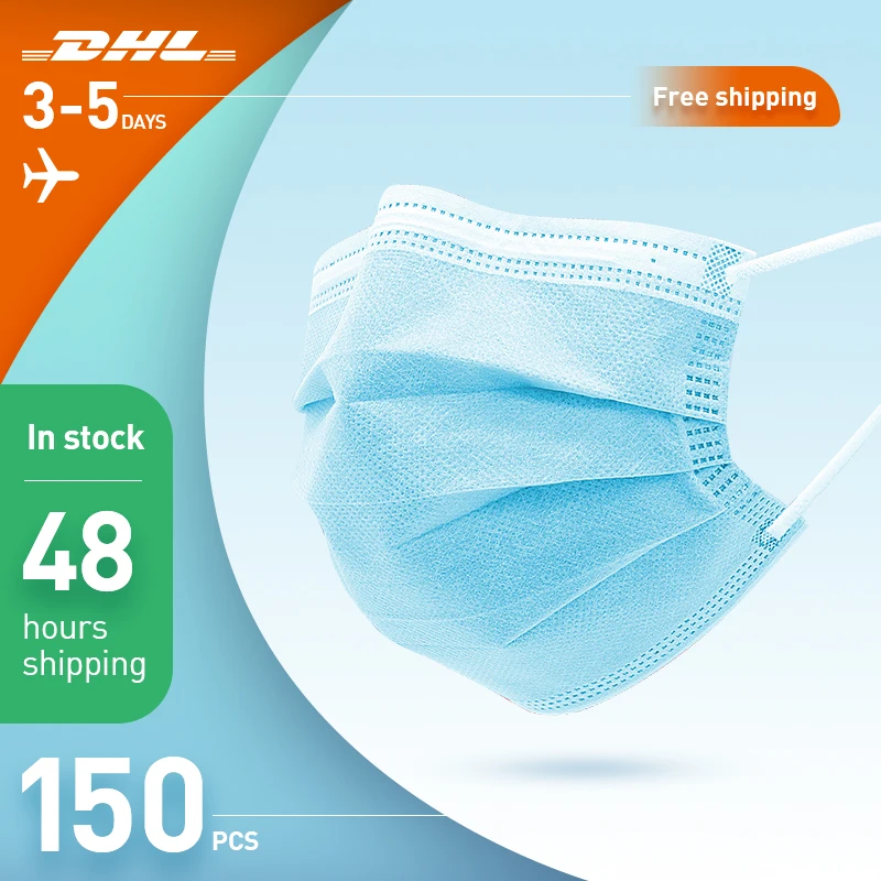 

DHL 150pcs 3 Ply Disposable Face Mask Masks Disposable Non Woven Mask Anti Dust