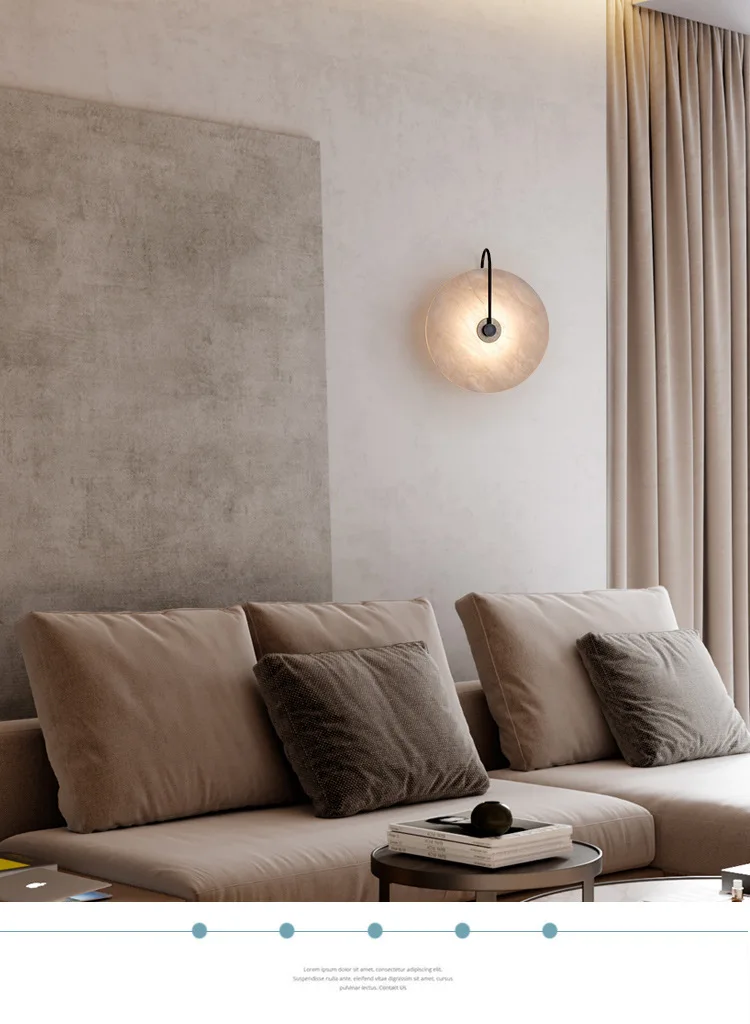 Luz da Parede de Mármore Redonda Nordic Minimalista Lâmpada Cabeceira Retro Quarto Estudo Sala Estar Pano Fundo Decorativo Lâmpadas Parede Hogar 25cm 1 Computers & Electronics
