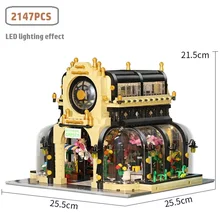 

16019 Creative Botanical Garden DIY small particle building block lighting street view building children's educational assemblin