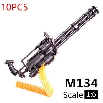 

10PCS 1/6 Scale 12 inch M134 Gatling Minigun TerminatorINGLY T800 Action Figures Heavy Machine Guns Bullet Belt Gift Children