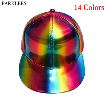 

Colorful Reflective Men Hats Fashion Hip Hop Iridescent Men Women Base Ball Hat Baseball Rainbow-color Hat Streetwear 14 Colors