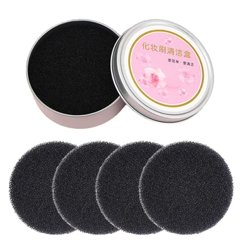 

Make up Brush Cleaning Tool Cosmetic Brush Dry Wash Box Sponge Makeup Brush Cleaner Scrubbing Tool with 4pcs Extra Refill Sponge