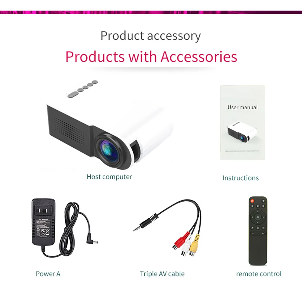 YG210 Mini Portable Projector LED 600 Lumen Supports 1080p HD Playback 3.5mm Audio HDMI USB Home Media Player_voghion.com