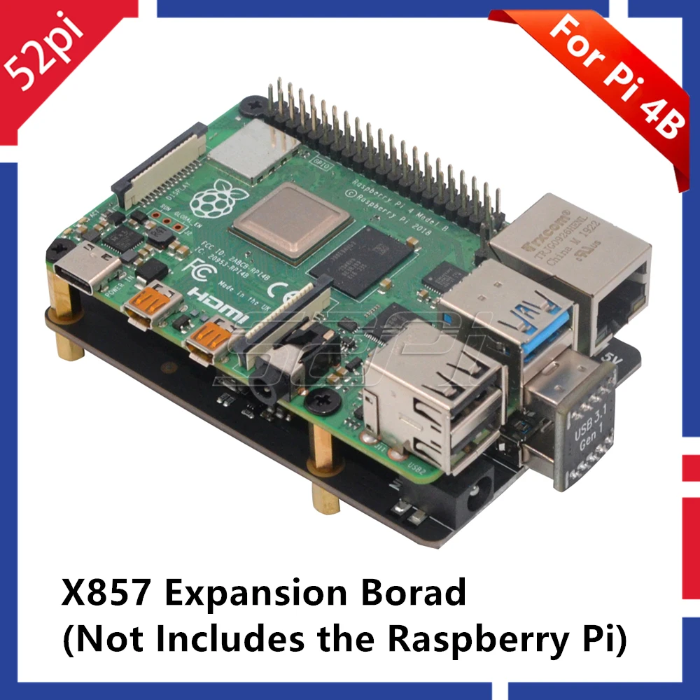 52Pi Новинка! Плата расширения Raspberry X857 V1.0 mSATA SSD для Pi 4B ( 4 модели B)|Аксессуары демонстрационных стендов| |
