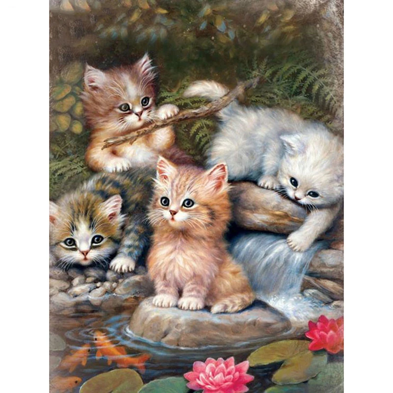 5D DIY Animal Diamond Painting Cat Full Square Diamond Art Embroidery Mosaic Handmade Home Decoration