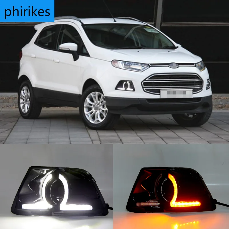 

1 set LED DRL Daytime Running Lights Daylight yellow turn Fog Head white Lamp For Ford Ecosport 2013 2014 2015 2016