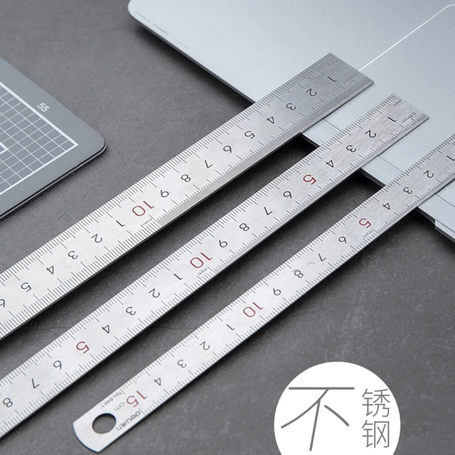 20/30/50cm Stainless Steel Double Side Straight Ruler Centimeter Inches Scale Stationery School Ruler Measuring Tool Precision Draft ruler,circle