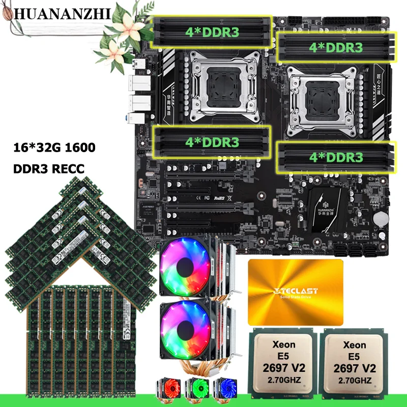 X79-16D материнская плата HUANANZHI 480G SATA SSD двойной процессор Intel Xeon E5 2697 V2 2,7 GHz dual CPU cooler memory 512G(16*32G) RECC X79-16D материнская плата HUANANZHI 480G SATA SSD двойной процессор Intel Xeon E5 2697 V2 2,7 GHz dual CPU cooler memory 512G(16*32G) RECC