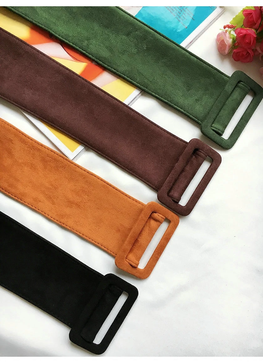 Длинный вельветовый пояс замшевый для платья Женский Круглый узел черный красно