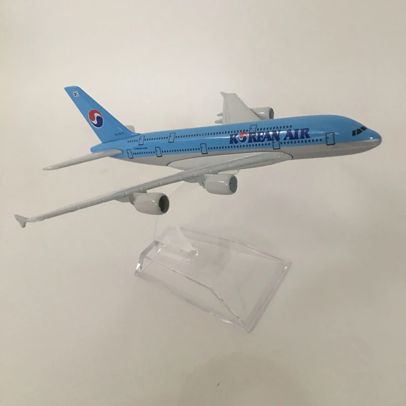 16cm Alloy Metal Airplane Model Korean Air A380 Airlines Aircraft Airbus 380 Airways Plane Model W Stand Gift free shipping 4